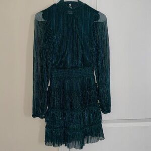 1. State Emerald Shimmer Long Sleeve Mini Dress